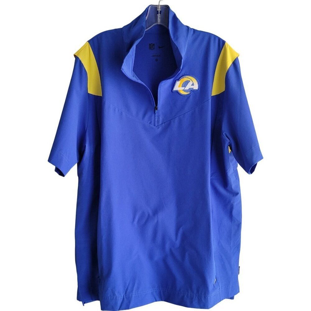 Men's Nike Royal Los Angeles Rams Sideline Coach Chevron Short Sleeve Jacket